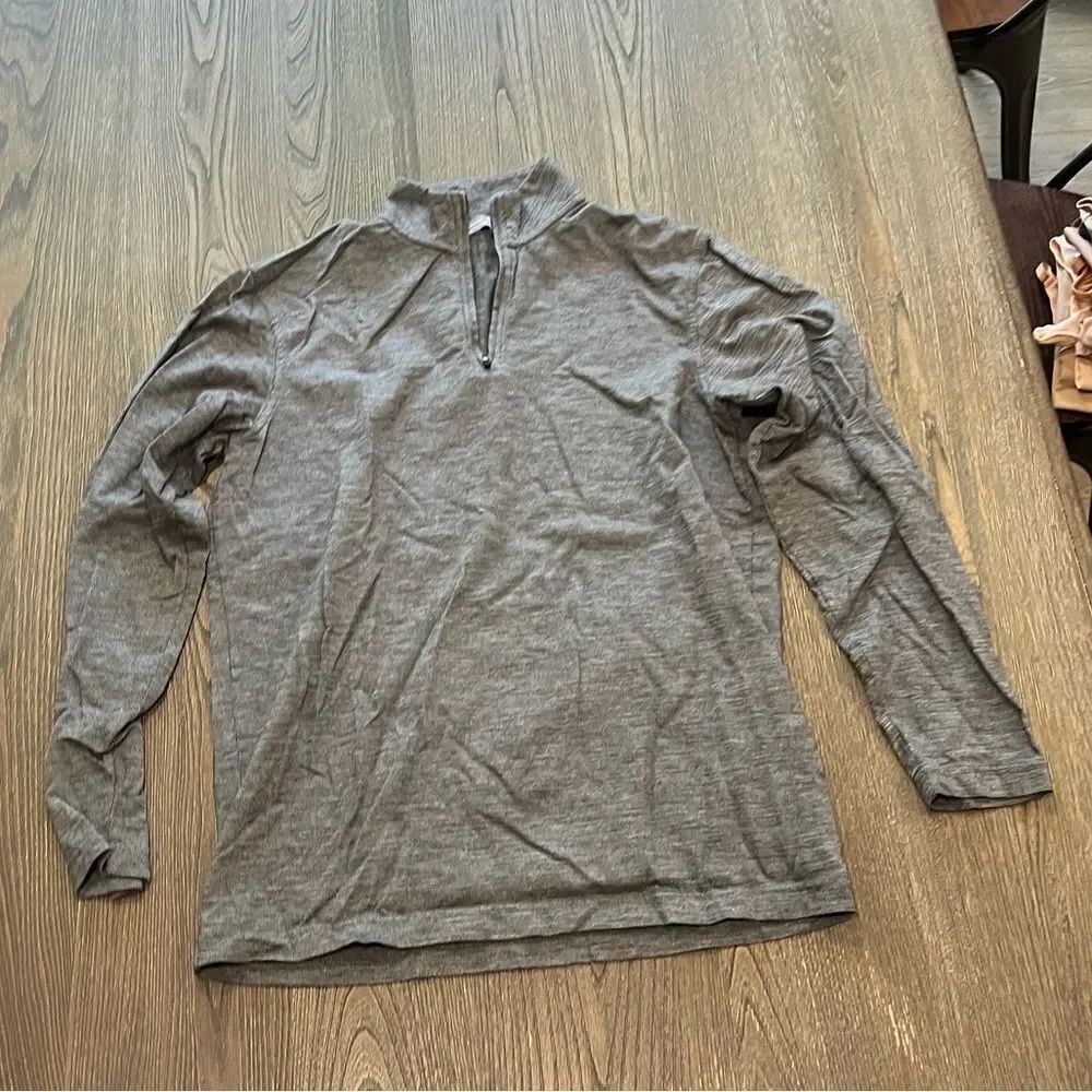 Daniel Cremieux Gray Knit Cotton Pullover 1/4 Zip Long Sleeve Size S